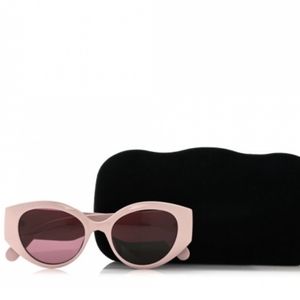 Gucci GG0809S Oversized Pink Quilted Cat Eye Sunglasses Pink Lens